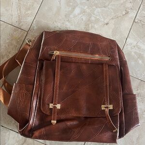 Brown Leather Womens Backpack